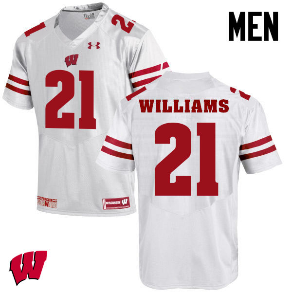 Men Winsconsin Badgers #21 Caesar Williams College Football Jerseys-White